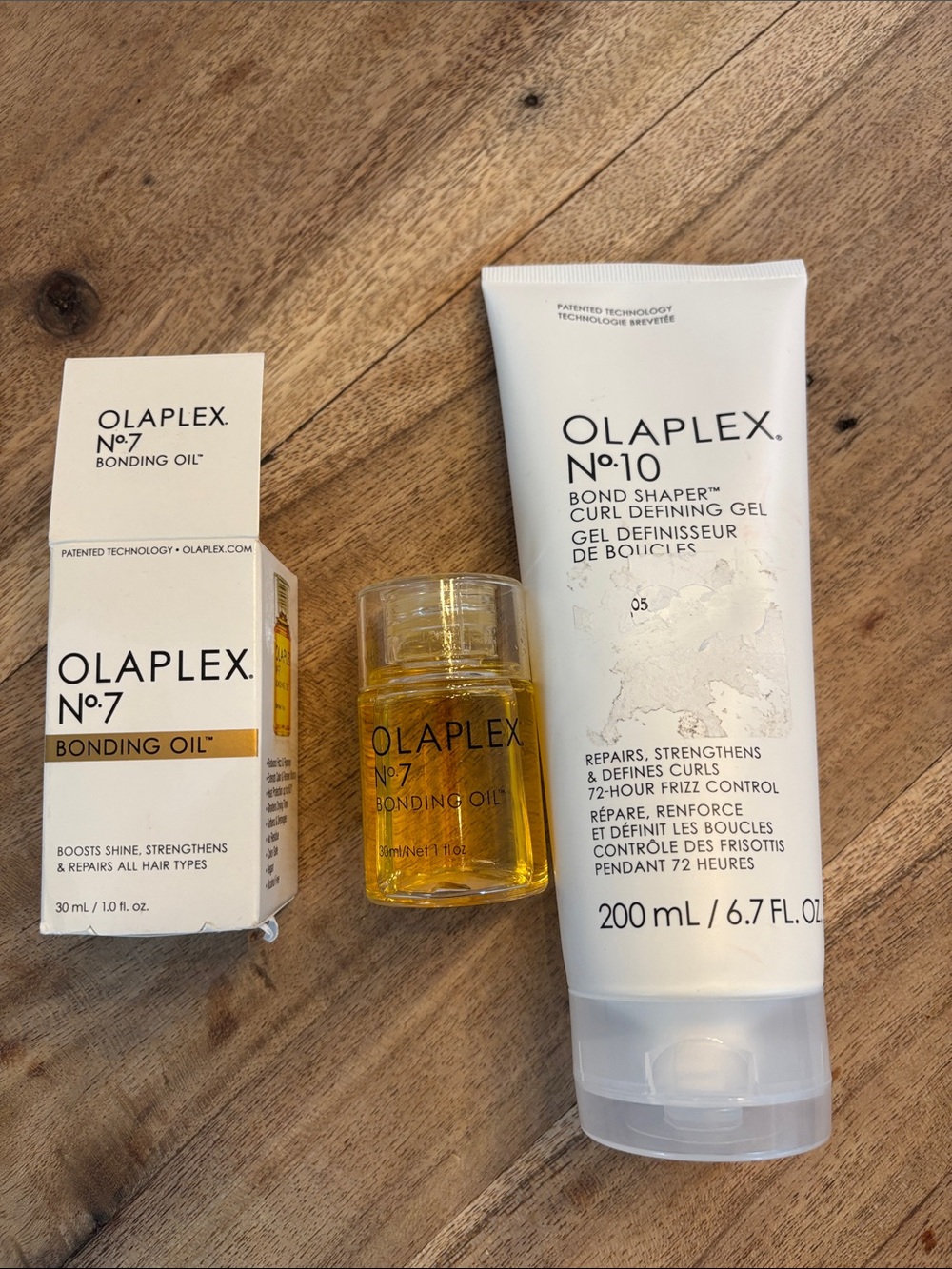 OLAPLEX No.7 Bonding Oil & No.10 Curl Defining Gel - Yellow & White